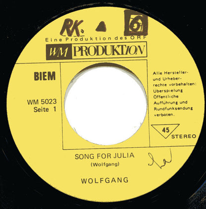 Wolfgang Hofer : Song For Julia / Sorry Christina (7", Single)