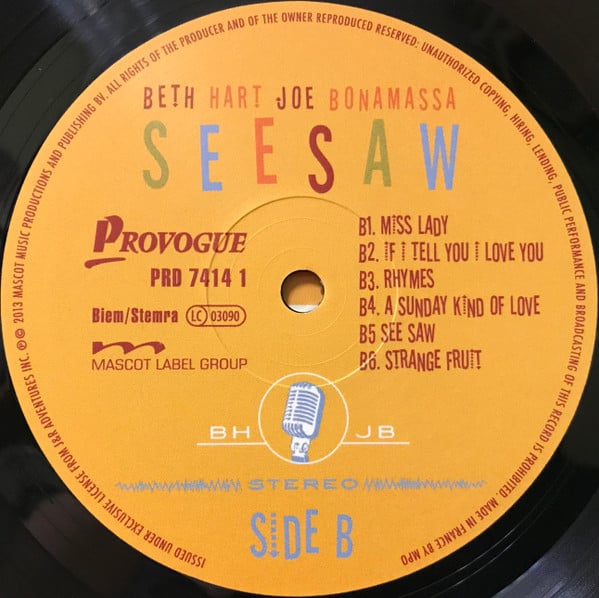 Beth Hart & Joe Bonamassa : Seesaw (LP, Album)