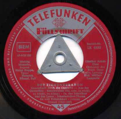 Melitta Muszely, Heinz Hoppe, Heinrich Pflanzl : Der Zigeunerbaron (7", Mono)