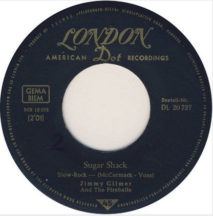 Jimmy Gilmer And The Fireballs : My Heart Is Free / Sugar Shack (7", Single)