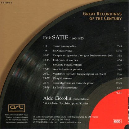 Erik Satie - Aldo Ciccolini, Gabriel Tacchino : Gymnopédies; Gnossiennes; Nocturnes; La Belle Excentrique; Trois Morceaux En Forme de Poire (CD, Comp, RM)