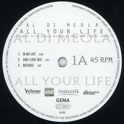 Al Di Meola : All Your Life - A Tribute To The Beatles Recorded At Abbey Road Studios, London (2xLP, Album, DMM)