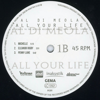 Al Di Meola : All Your Life - A Tribute To The Beatles Recorded At Abbey Road Studios, London (2xLP, Album, DMM)
