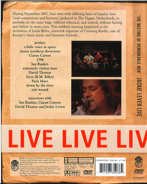 Jackie Leven With Ian Rankin, Ciaran Carson, David Thomas (2) : Live (The Meeting Of Remarkable Men) (DVD-V, PAL, Mul)