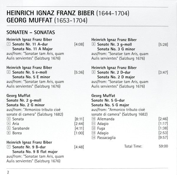 Heinrich Ignaz Franz Biber / Georg Muffat - Freiburger BarockConsort : Sonatas (CD, RE)