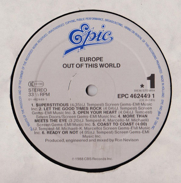 Europe (2) : Out Of This World (LP, Album)