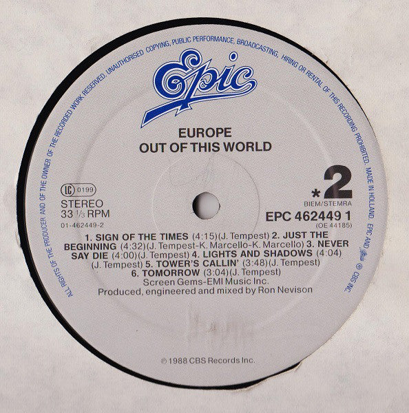 Europe (2) : Out Of This World (LP, Album)