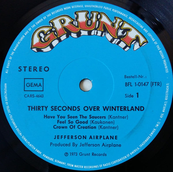 Jefferson Airplane : Thirty Seconds Over Winterland (LP, Album, Gat)