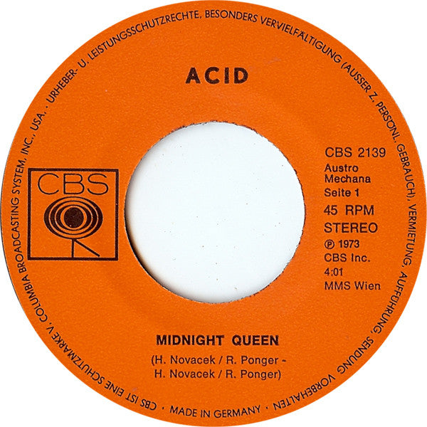 Acid (4) : Midnight Queen / Six To Seven (7", Single)