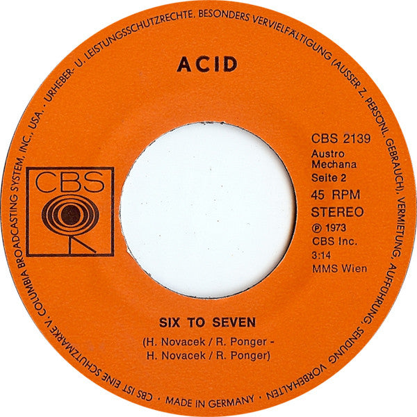 Acid (4) : Midnight Queen / Six To Seven (7", Single)