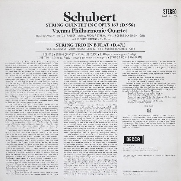 Franz Schubert, Wiener Philharmonisches Streichquartett, Richard Harand : String Quintet In C (D.956) / String Trio In B Flat (D.471) (LP, ED2)