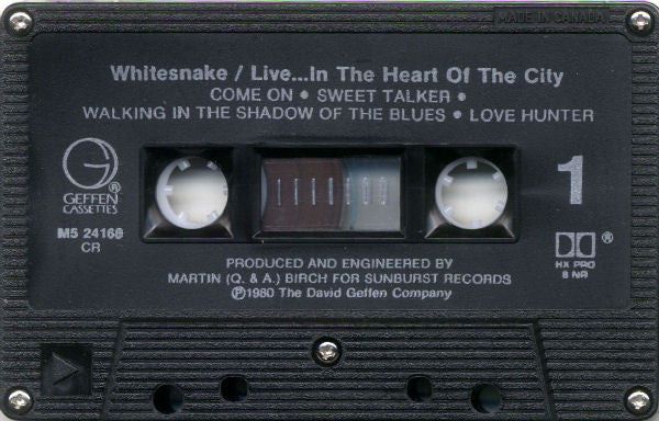 Whitesnake : Live... In The Heart Of The City (Cass, Album, RE, Dol)