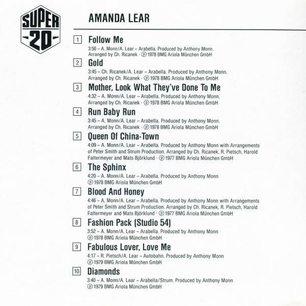 Amanda Lear : Super 20 (CD, Comp)