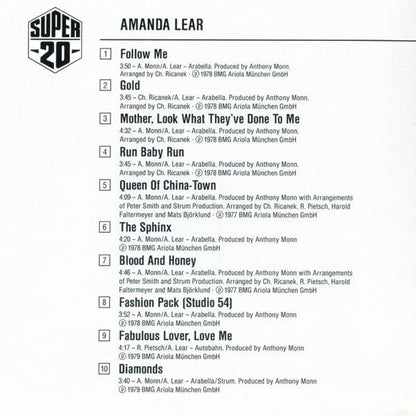 Amanda Lear : Super 20 (CD, Comp)