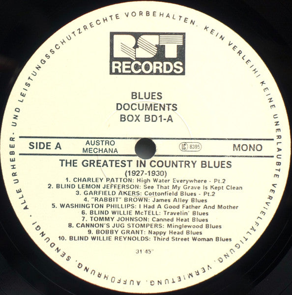 Various : The Greatest In Country Blues (1927-1956) (3xLP, Mono + Box, Comp)