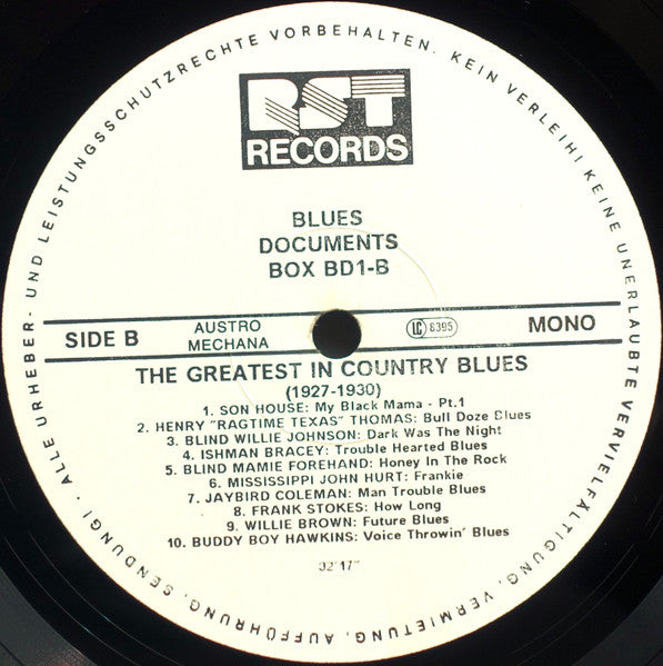 Various : The Greatest In Country Blues (1927-1956) (3xLP, Mono + Box, Comp)