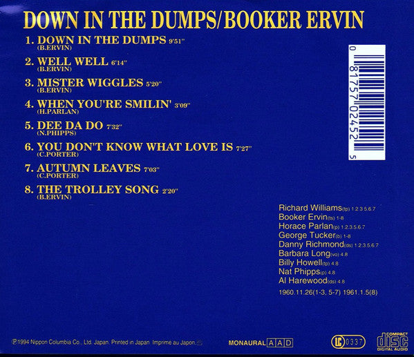 Booker Ervin : Down In The Dumps (CD, Album, Mono, RE)
