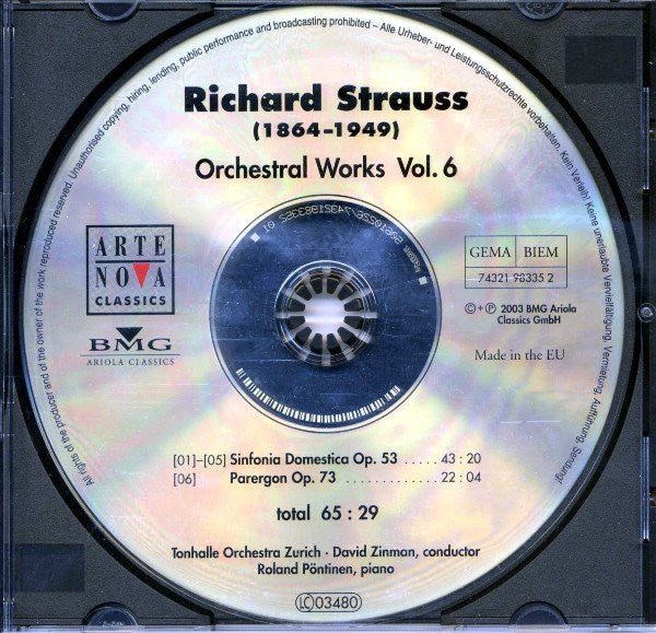 Richard Strauss - Tonhalle-Orchester Zürich, David Zinman : Sinfonia Domestica / Parergon (CD)