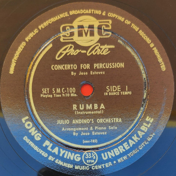José Estévez Jr., Julio Andino Y Su Orquesta : Concerto For Percussion (10")