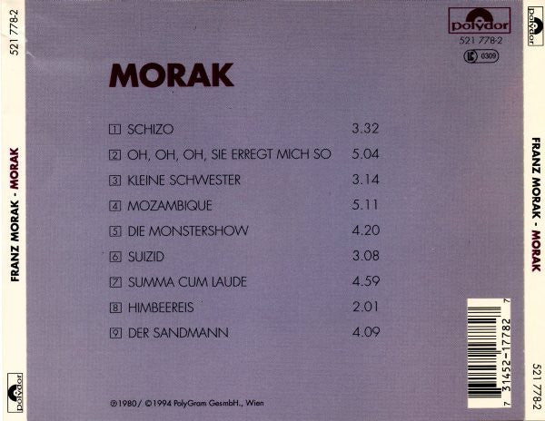 Franz Morak : Morak (CD, Album)