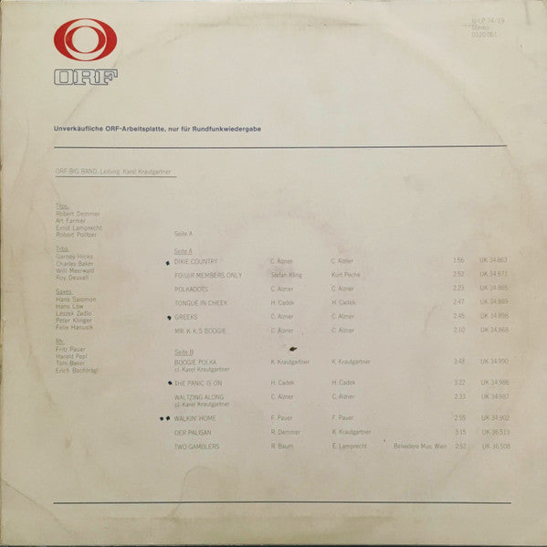 ORF-Big Band* ; Leitung: Karel Krautgartner : ORF Arbeitsplatte 74/19 (LP, Transcription)