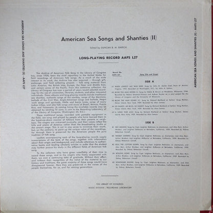 Various : American Sea Songs And Shanties (II) (LP, Comp, Red)