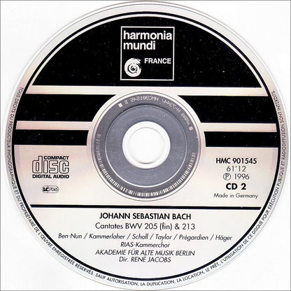 J.S. Bach* - RIAS-Kammerchor • Akademie Für Alte Musik Berlin • René Jacobs : Phoebus & Pan • Cantates BWV 201, 205, 213 (2xCD, Album)