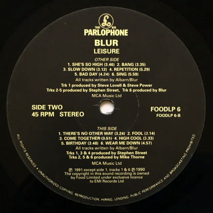 Blur : Leisure (LP, Album, M/Print)
