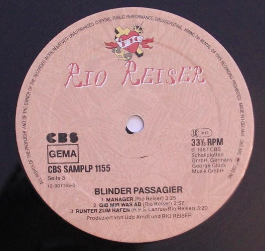 Rio Reiser : Blinder Passagier (2xLP, Album, Promo)