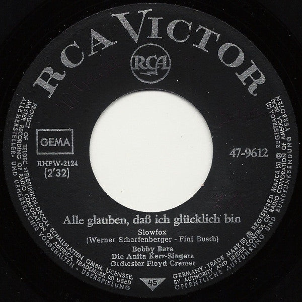 Bobby Bare : Alle Glauben, Daß Ich Glücklich Bin / Rosalie (7", Mono)
