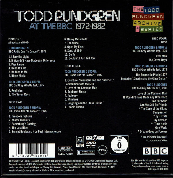 Todd Rundgren : At The BBC 1972-1982 (CD, Comp, Mono + 2xCD, Comp + DVD-V, NTSC + Box)