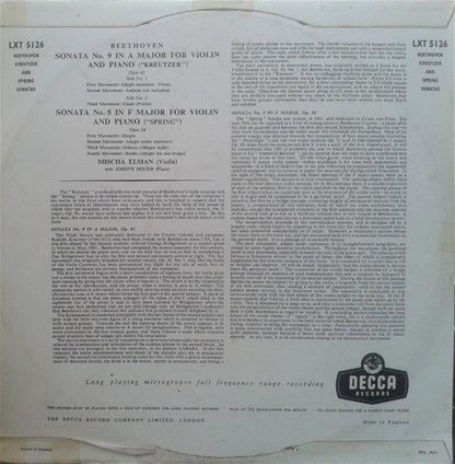 Ludwig van Beethoven - Mischa Elman, Joseph Seiger : Kreutzer And Spring Sonatas (LP)
