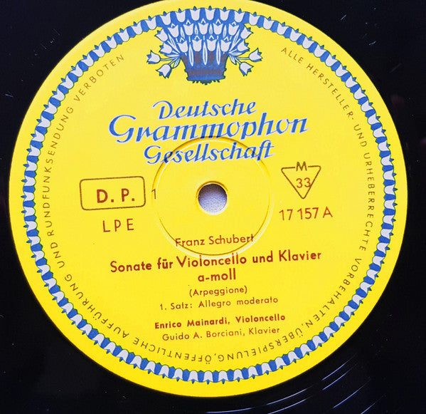 Enrico Mainardi, Guido A. Borciani, Franz Schubert : Suite Fur Violoncello Und Klavier A-moll (Arpeggione) (10", Mono)