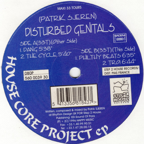 Disturbed Genitals : House Core Project EP Vol. 1 (12", EP)