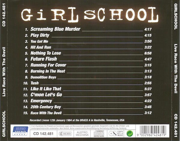 Girlschool : Live Race With The Devil (CD, Album)