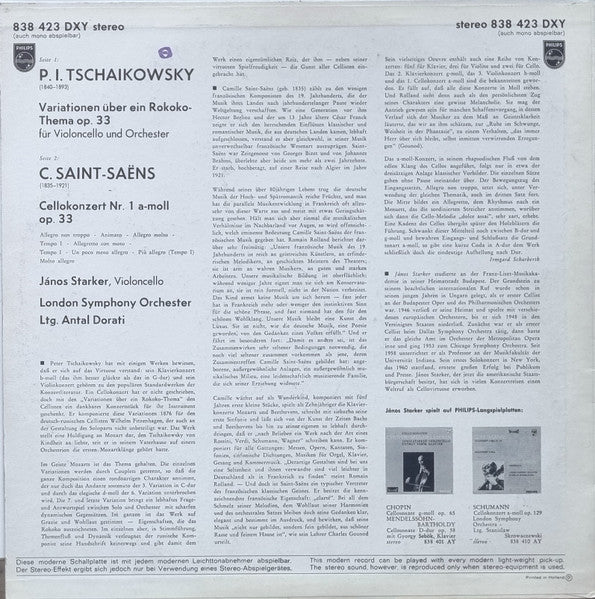Janos Starker, London Symphony Orchestra, Antal Dorati, Pyotr Ilyich Tchaikovsky, Camille Saint-Saëns : Rokoko - Variationen / Cellokonzert Nr. 1 (LP)