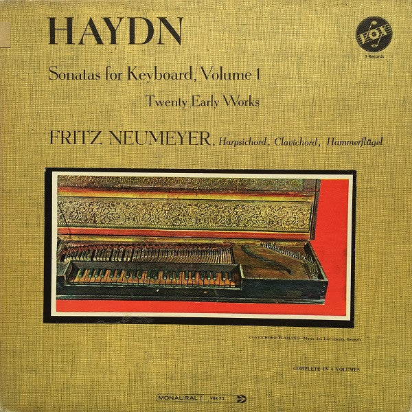 Joseph Haydn, Fritz Neumeyer : Sonatas For Keyboard, Volume 1 (3xLP, Mono + Box)