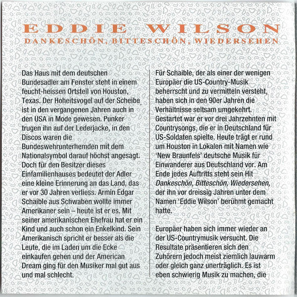 Eddie Wilson (2) : Dankeschön, Bitteschön, Wiedersehen (2xCD, Comp)