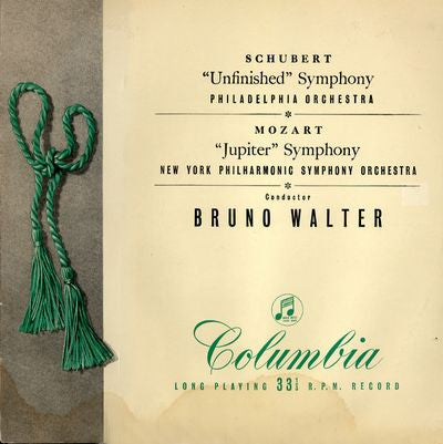 Bruno Walter cond. New York Philharmonic Symphony Orchestra* - Schubert* / Mozart* : Symphony No. 8 "Unfinished" / Symphony No. 41 "Jupiter" (LP, Album, Mono)