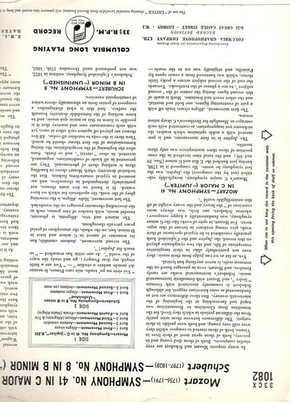 Bruno Walter cond. New York Philharmonic Symphony Orchestra* - Schubert* / Mozart* : Symphony No. 8 "Unfinished" / Symphony No. 41 "Jupiter" (LP, Album, Mono)