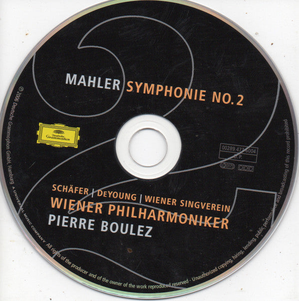 Mahler* - Schäfer*, DeYoung*, Wiener Singverein, Wiener Philharmoniker, Pierre Boulez : Symphonie No. 2  (CD, Album)