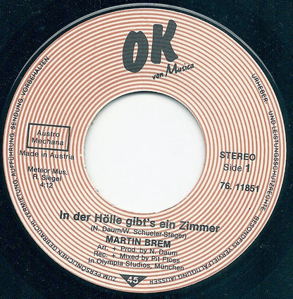 Martin Brem : In Der Hölle Gibt's Ein Zimmer (7", Single)
