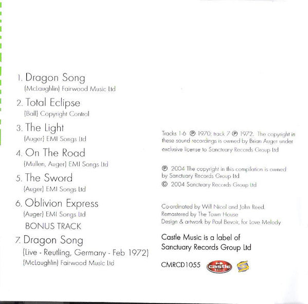 Brian Auger's Oblivion Express : Brian Auger's Oblivion Express (CD, Album, RE)