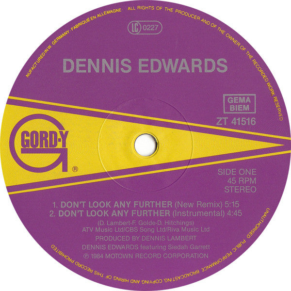 Dennis Edwards Featuring Siedah Garrett : Don't Look Any Further (Extended Versions) (12", Maxi)