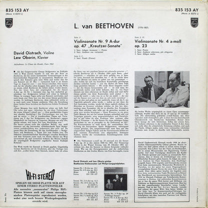 Ludwig van Beethoven, David Oistrach - Lev Oborin : Violinsonaten IV Nr. 9 Op. 47 „Kreutzer-Sonate” / Nr. 4 Op. 23 (LP, RP)