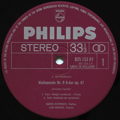 Ludwig van Beethoven, David Oistrach - Lev Oborin : Violinsonaten IV Nr. 9 Op. 47 „Kreutzer-Sonate” / Nr. 4 Op. 23 (LP, RP)