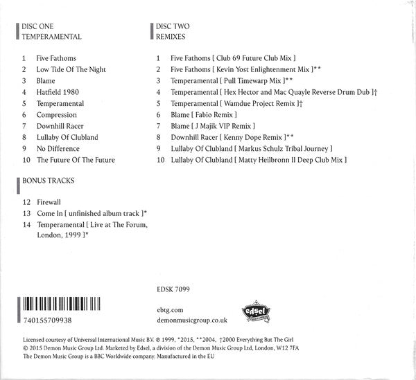 Everything But The Girl : Temperamental (CD, Album, RE + CD, Comp + RM)