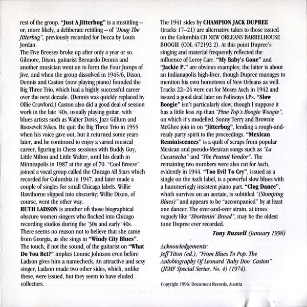 Various : Chicago Blues Volume 2 (1939-1944) (CD, Comp, RM)