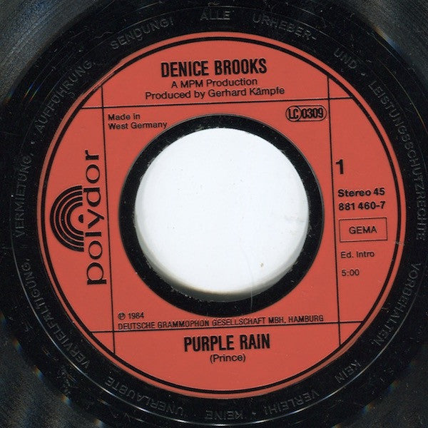 Denice Brooks : Purple Rain  (7", Single)