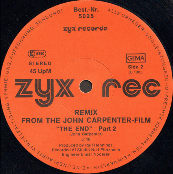 The Splash Band : John Carpenter's The End (Assault On Precinct 13) (12")